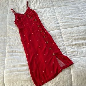 Red Button Down MIDI Dress Size S